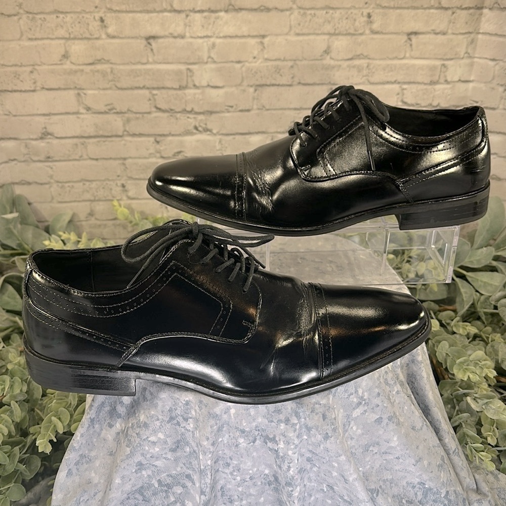 Stacy Adams - Black Leather Semi-Round Cap-Toe Dress Oxfords Mens 12M🖤VGUC - Picture 6 of 13